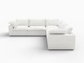 White Linen Blend Modular L Shaped Five Piece Corner Sectional on a white background