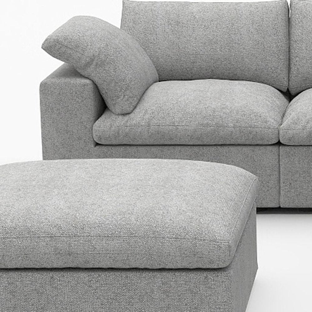 White Linen Blend Modular L Shaped Six Piece Corner Sectional With Ottoman close-up detail