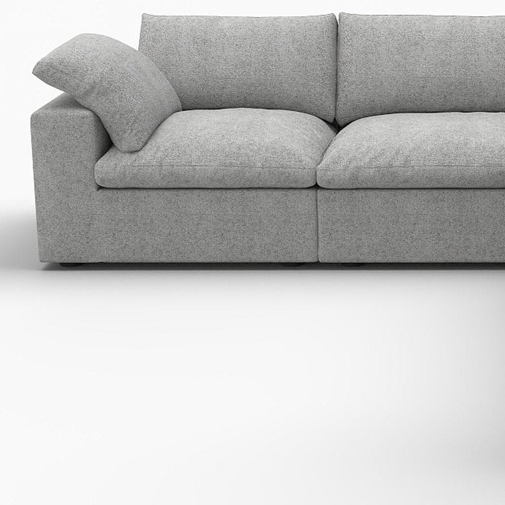 White Linen Blend Modular L Shaped Five Piece Corner Sectional on a white background