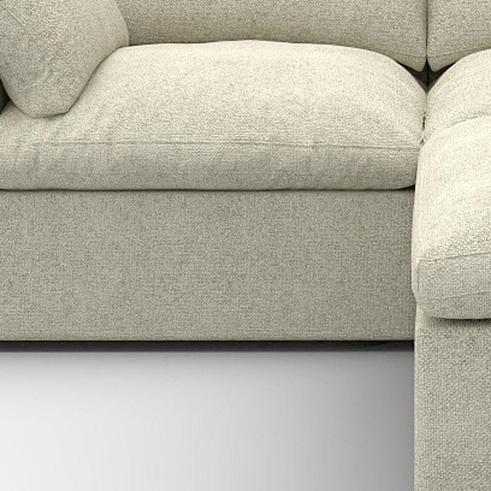 79" White and Black Linen Blend Modular Loveseat With Storage close-up detail
