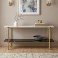 72" Black White And Gold Genuine Marble and Metal Console Table With Shelf