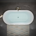 Detail view of 59" White Acrylic Oval Bath Tub, filling the frame with the surface texture.