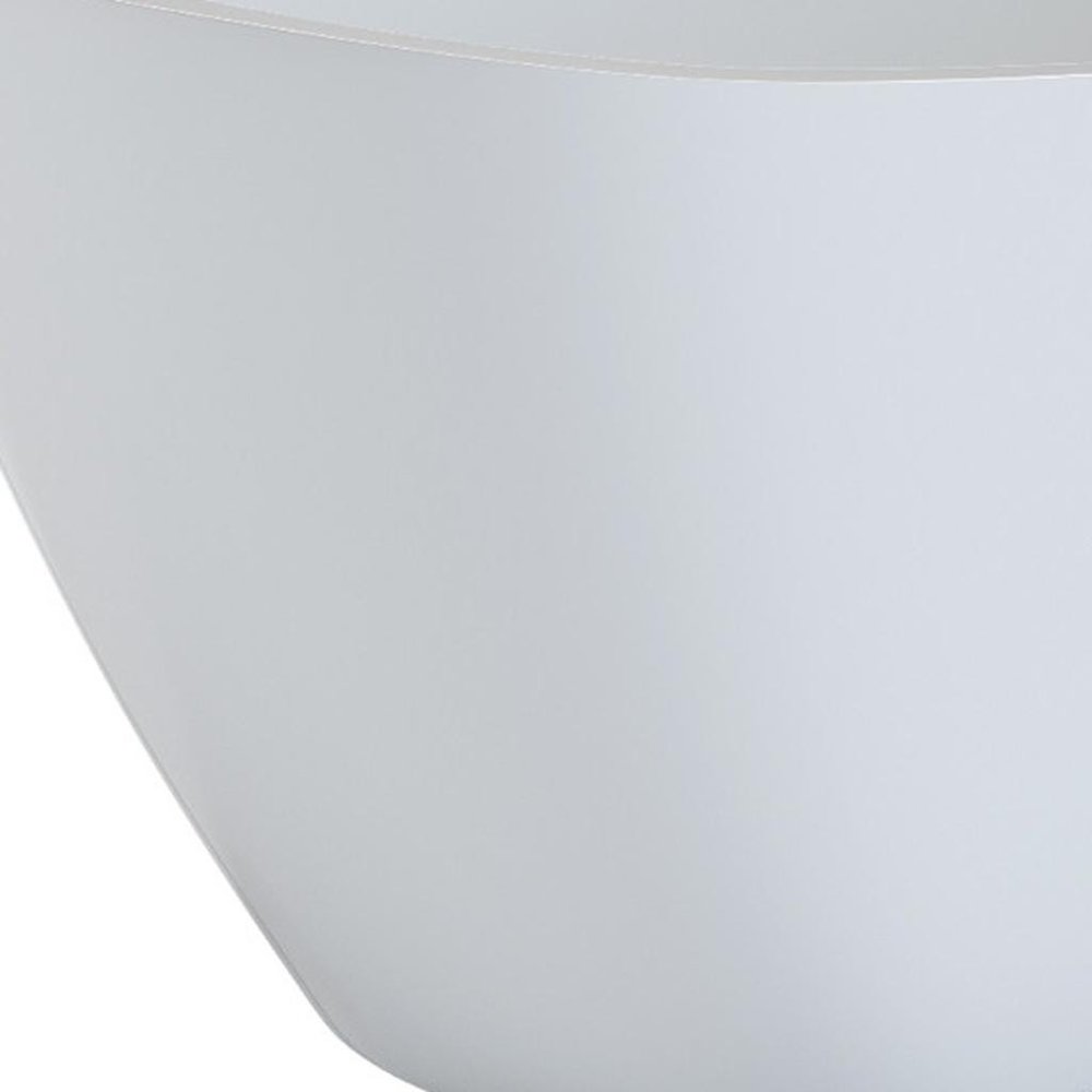 Detail view of 55" White Acrylic Oval Bath Tub, filling the frame with the white texture.