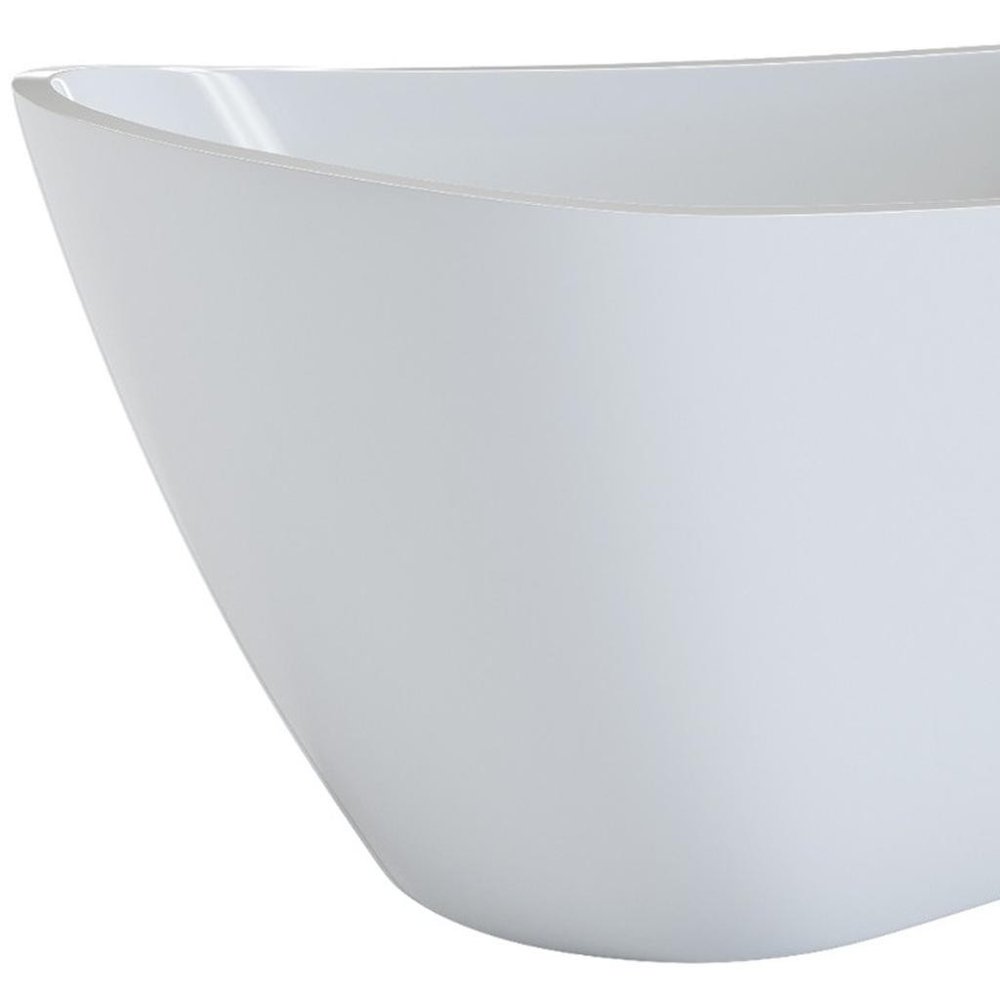 55" White Acrylic Oval Bath Tub. Bathtub isolated on a plain white background, in a white finish.