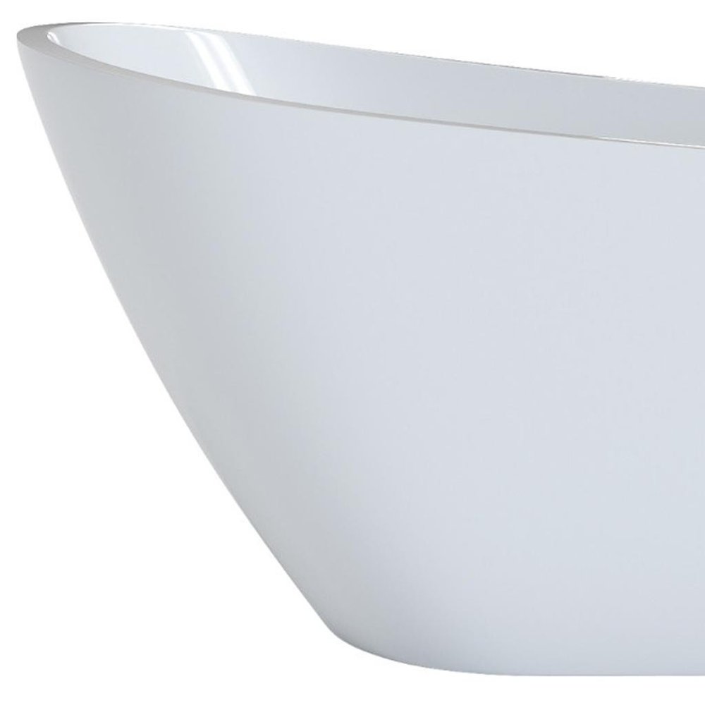 63" White Acrylic Oval Bath Tub. Bathtub isolated on a plain white background, finished in white.
