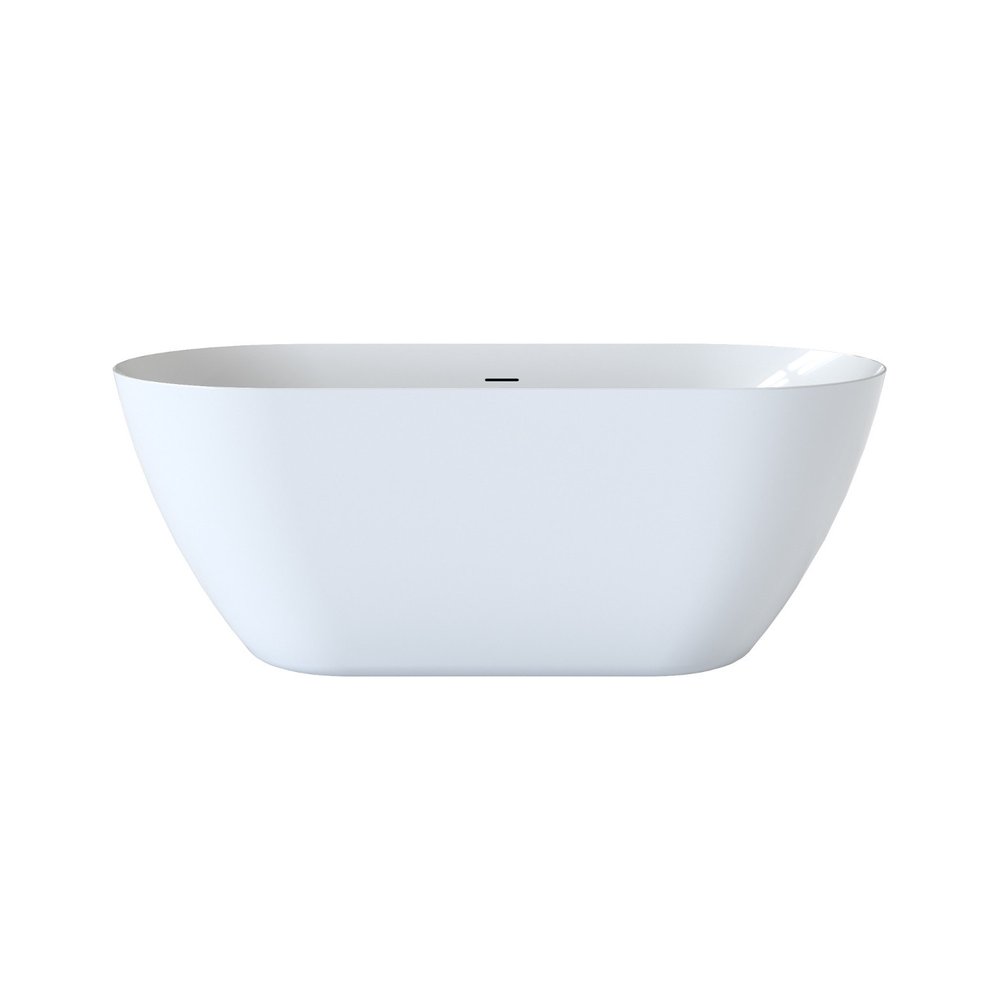 55" White Acrylic Oval Bath Tub