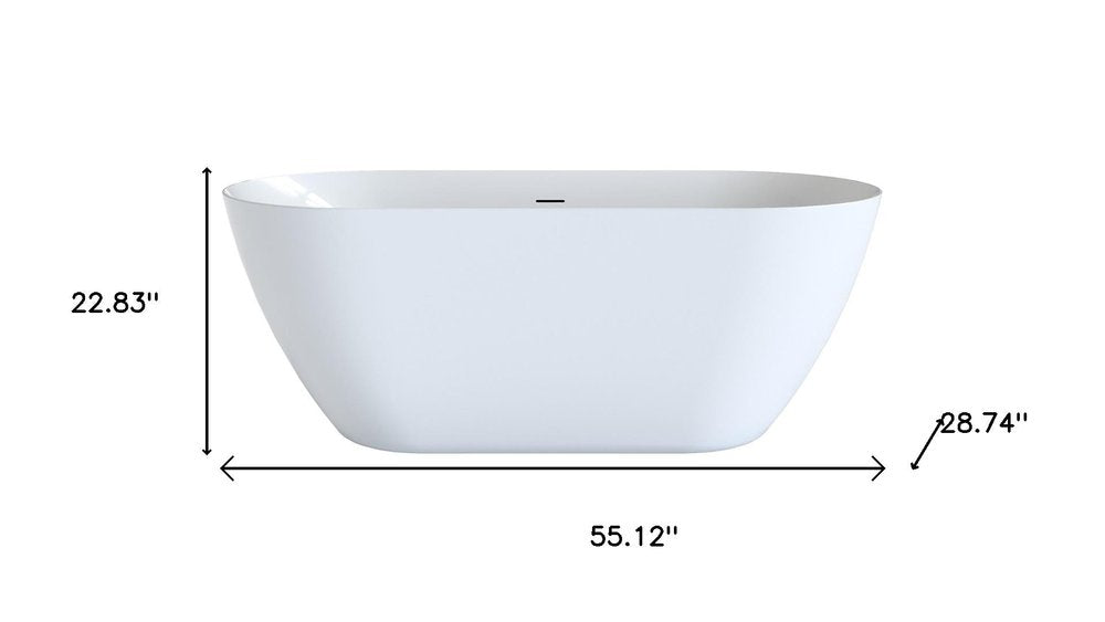 55" White Acrylic Oval Bath Tub