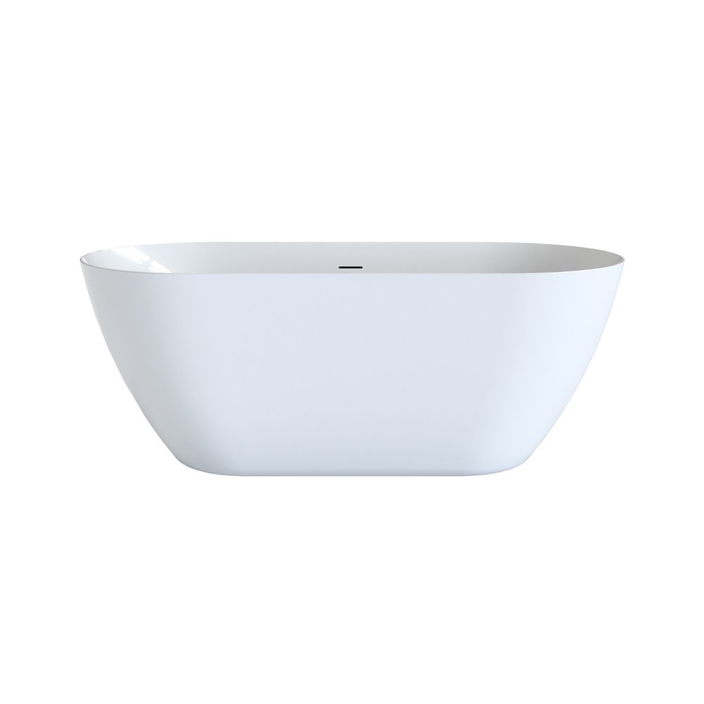 55" White Acrylic Oval Bath Tub
