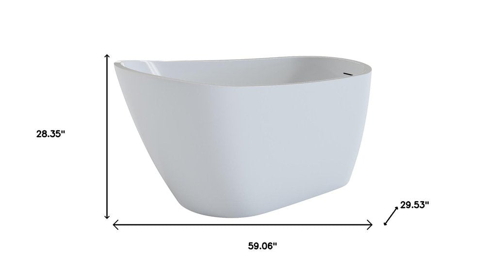 59" White Acrylic Oval Bath Tub