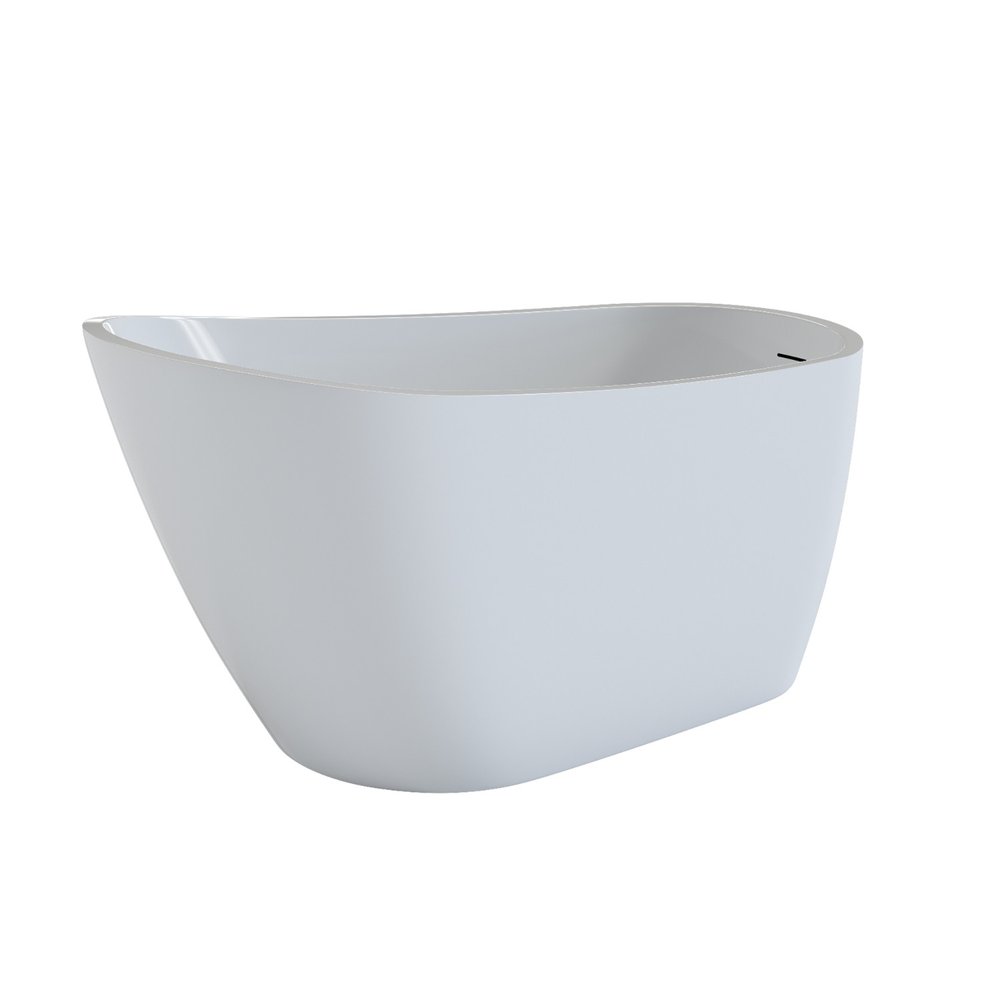 White acrylic oval bathtub with a smooth finish on a white background.