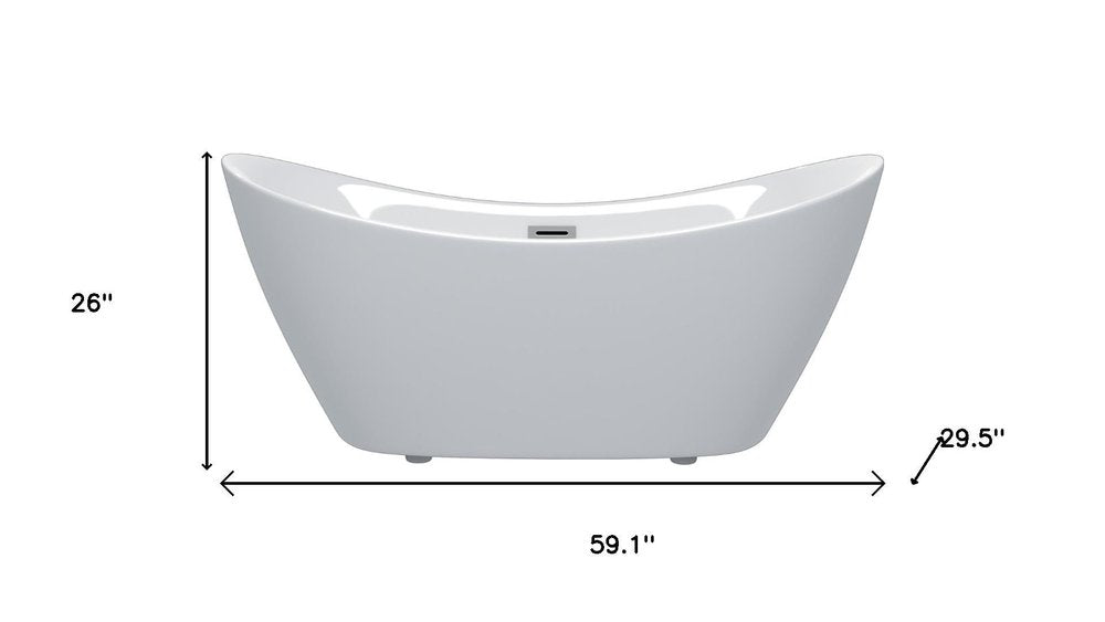 59" White Acrylic Oval Bath Tub