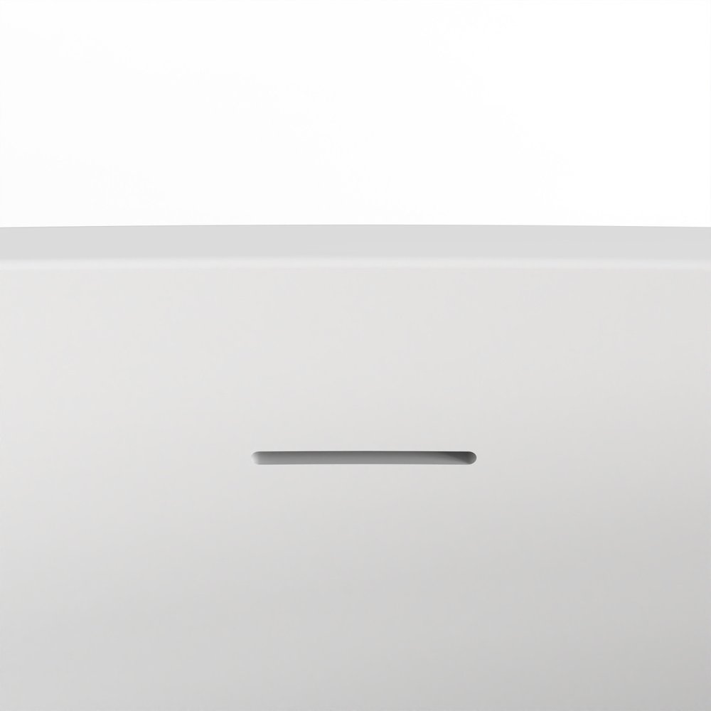 67" White Acrylic Oval Bath Tub. Bathtub isolated on a plain white background, showing its white color.