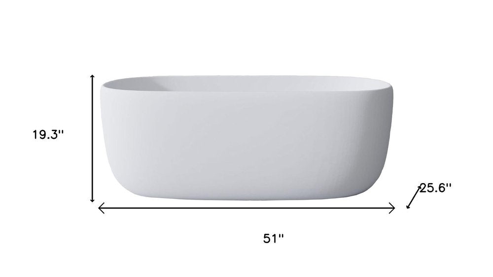 51" White Acrylic Oval Bath Tub. Bathtub isolated on a plain white background, finished in white.