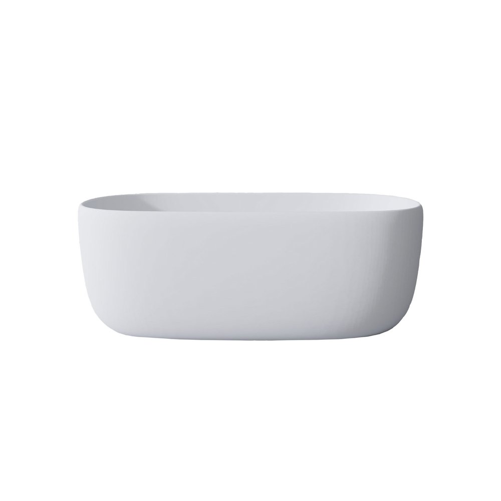 51" White Acrylic Oval Bath Tub. Bathtub isolated on a plain white background, finished in white.