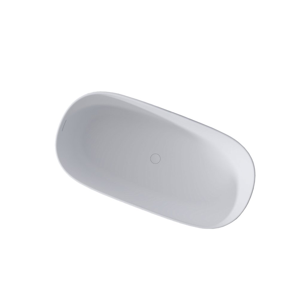 51" White Acrylic Oval Bath Tub. Bathtub isolated on a plain white background, showing its white color.