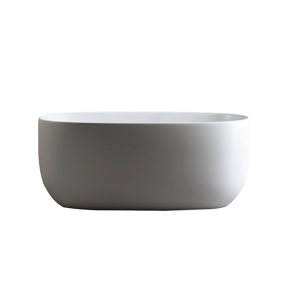 51" White Acrylic Oval Bath Tub. Bathtub isolated on a plain white background, in a white finish.