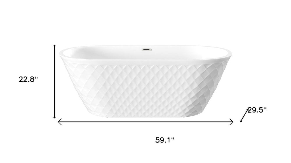 59" White Acrylic Oval Bath Tub - SKU 717444. Bathtub isolated on a plain white background, showing its white color.