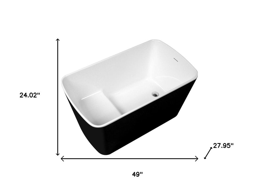 49" White Acrylic Bath Tub. Bathtub isolated on a plain white background, showing its white color.