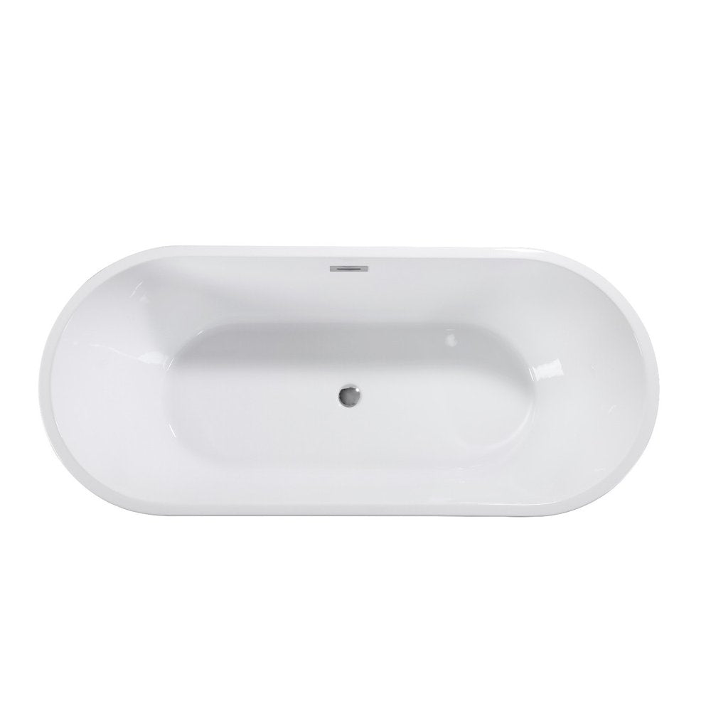 55" White Acrylic Oval Bath Tub