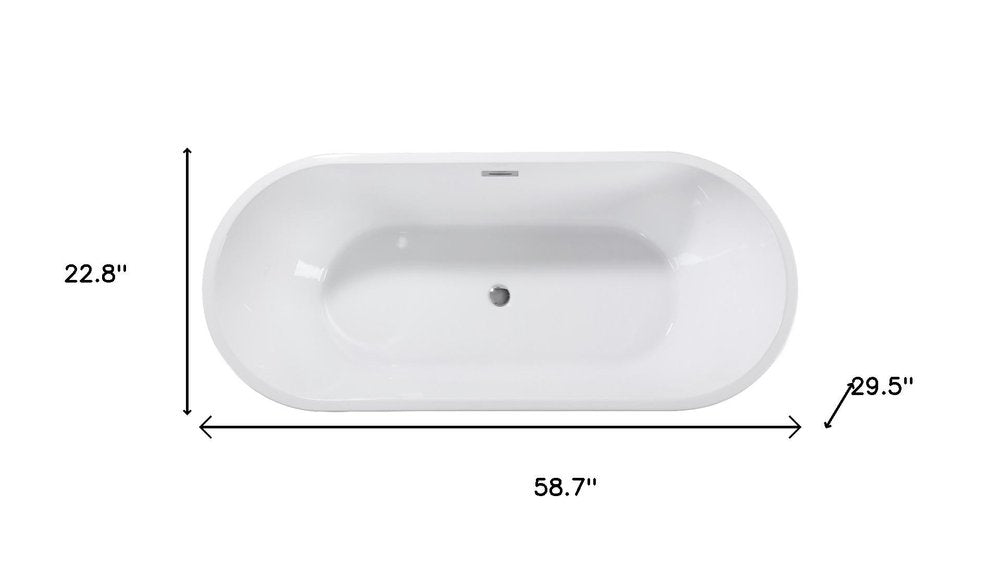 59" White Acrylic Oval Bath Tub