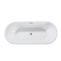 59" White Acrylic Oval Bath Tub. Bathtub isolated on a plain white background, finished in white.