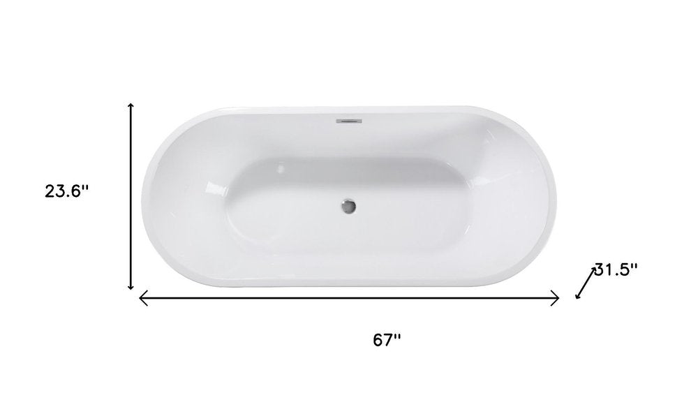 67" White Acrylic Oval Bath Tub