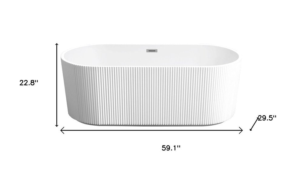 59" White Acrylic Oval Bath Tub