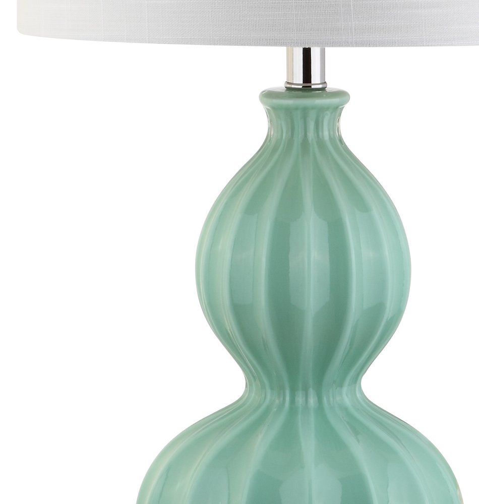 28" Clear Novelty Table Lamp With Drum Shade. Table lamp isolated on a plain white background.