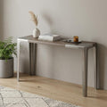 63" Light Gray and Nickel Wood and Stainless Steel Console Table