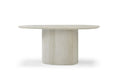 71" Beige Genuine Marble Oval Pedestal Console Table on a white background