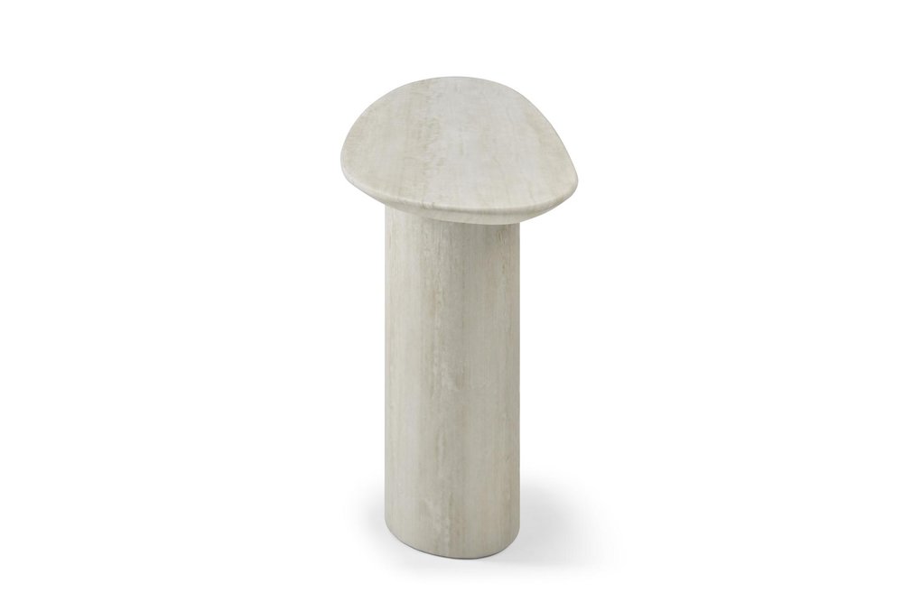 71" Beige Genuine Marble Oval Pedestal Console Table