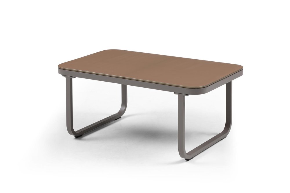 Four Piece Gray and Taupe Metal Upholstered Cushions Sofa Seating Group With Table
