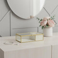 10" Gold Glass Two Section Jewelry Box With Metal Accents