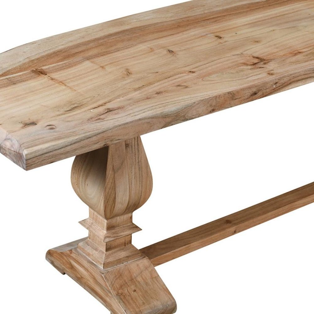 72" Natural Solid Wood Distressed Dining Bench