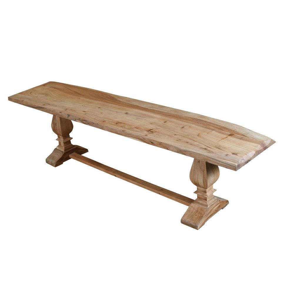 72" Natural Solid Wood Distressed Dining Bench on a white background