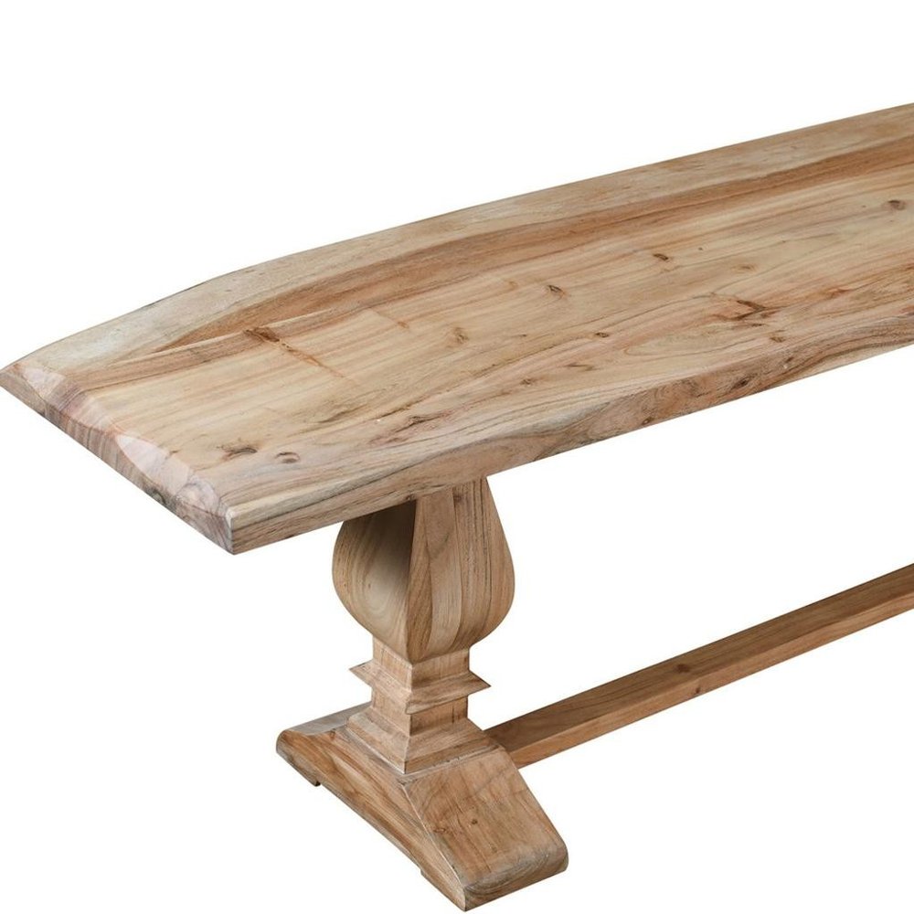 72" Natural Solid Wood Distressed Dining Bench