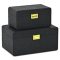 Set of Two Black Wood Hand Painted Decorative Box