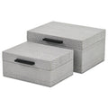 Set of Two Gray Wood Hand Painted Decorative Box