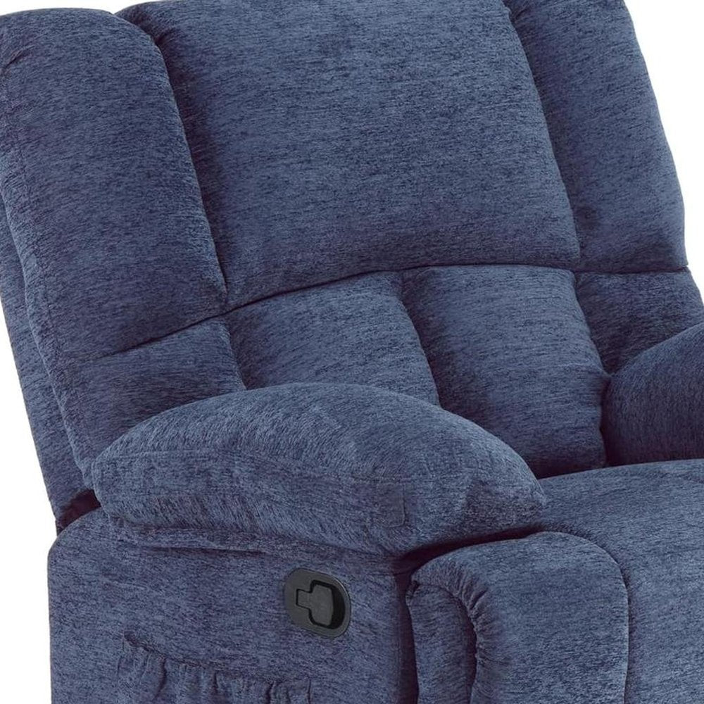 39" Blue Polyester Blend Manual Recliner - SKU 718702