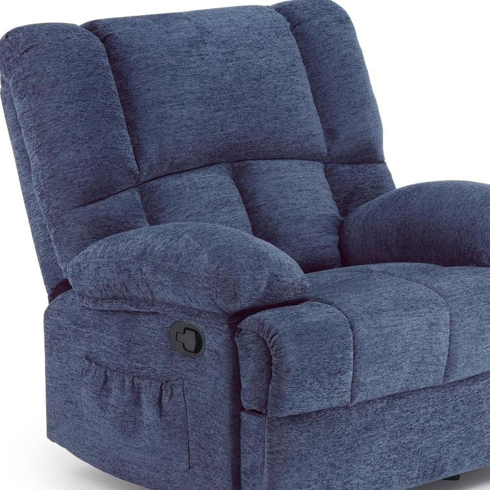 39" Blue Polyester Blend Manual Recliner - SKU 718702