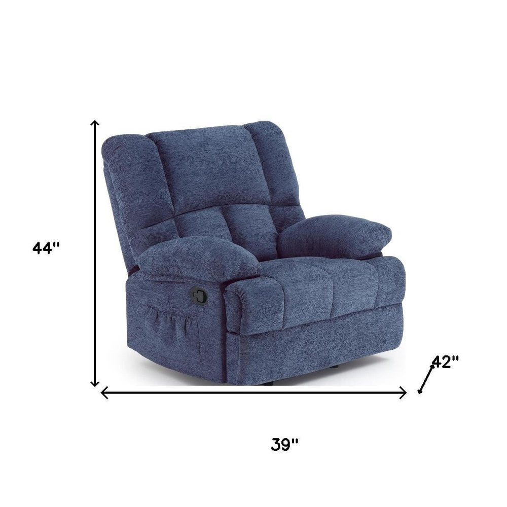 39" Blue Polyester Blend Manual Recliner - SKU 718702