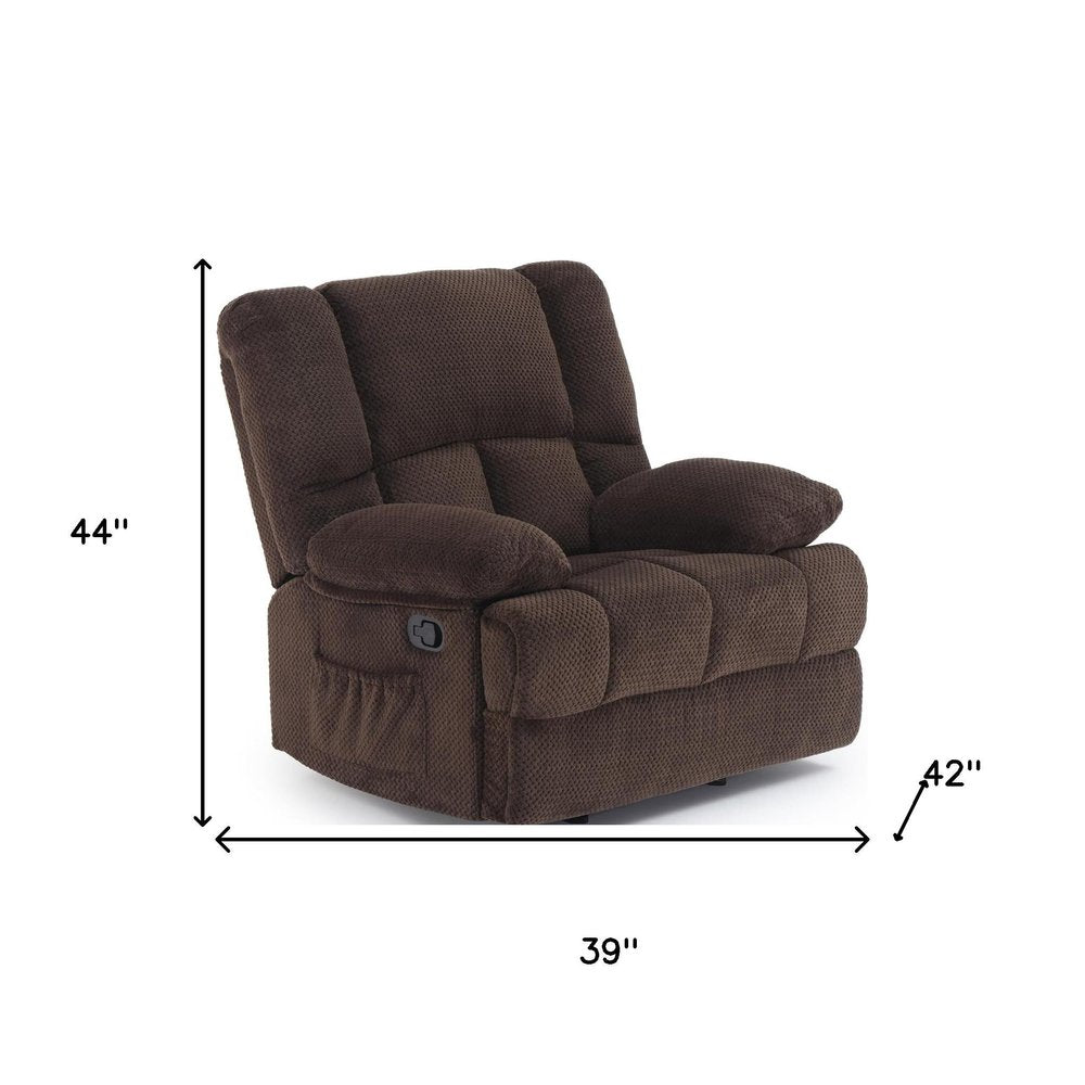 39" Brown Polyester Blend Manual Recliner