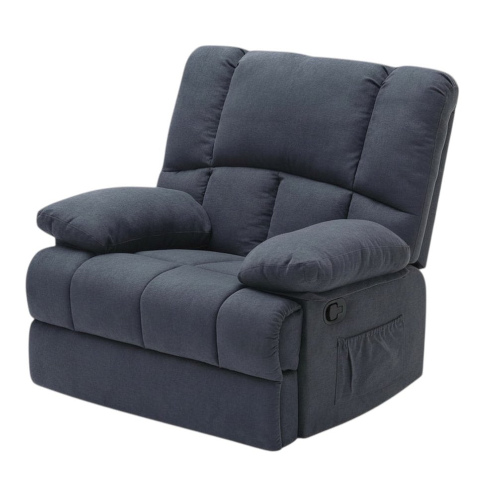 39" Blue Polyester Blend Manual Recliner - SKU 718705
