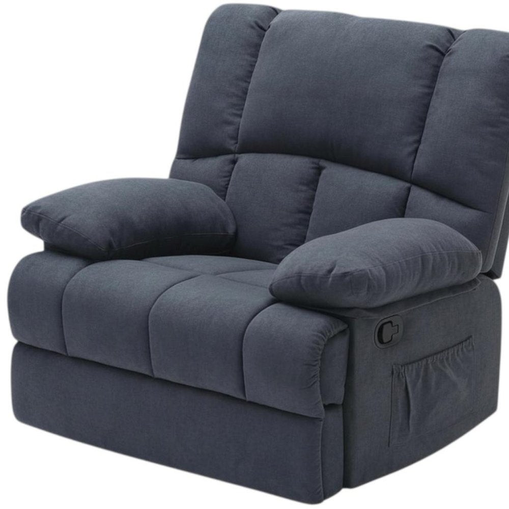 39" Blue Polyester Blend Manual Recliner - SKU 718705