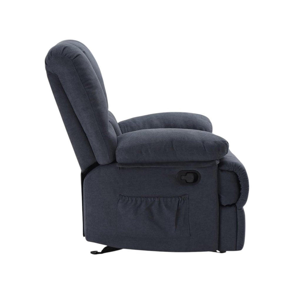 39" Blue Polyester Blend Manual Recliner - SKU 718705