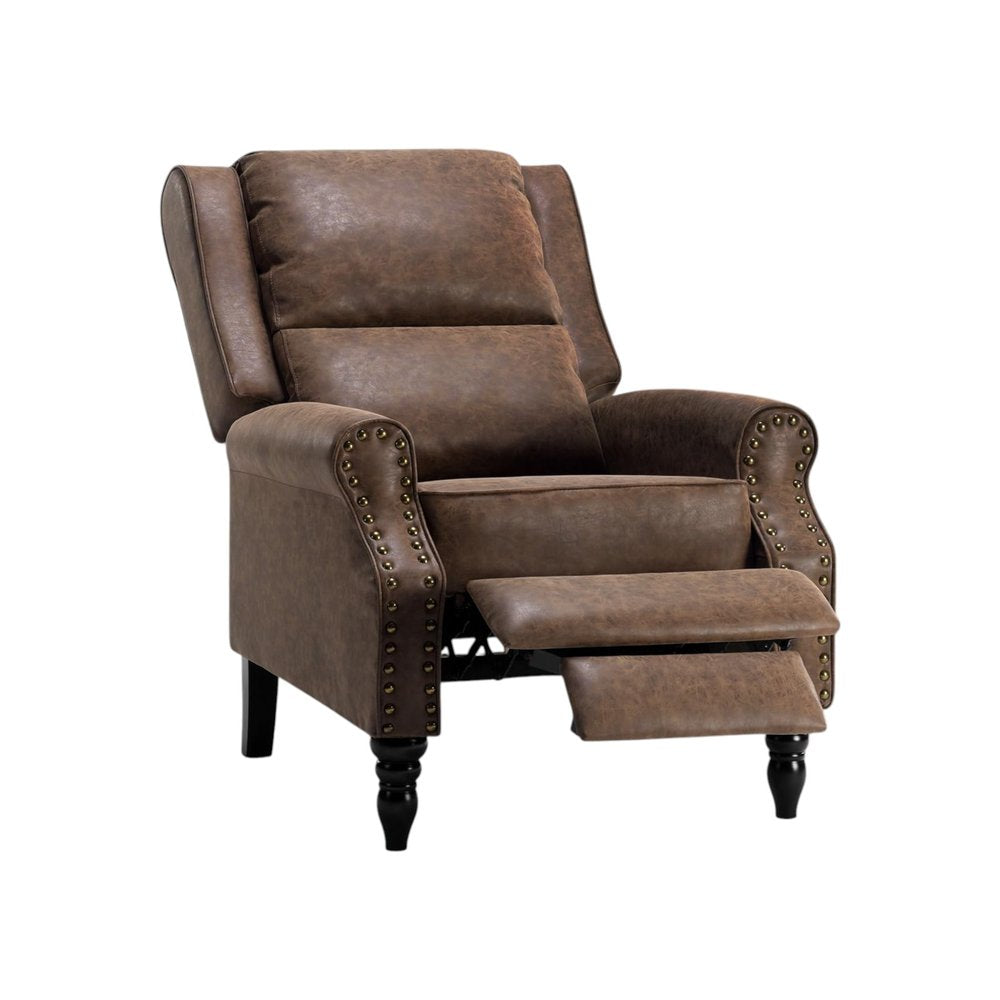 36" Brown Faux Leather Manual Recliner - SKU 718720