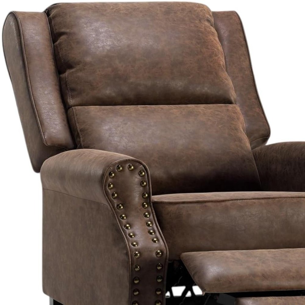36" Brown Faux Leather Manual Recliner - SKU 718720