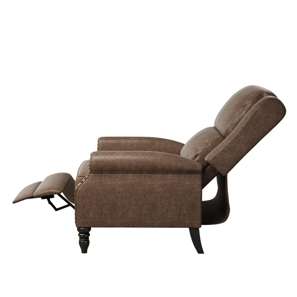 36" Brown Faux Leather Manual Recliner - SKU 718721