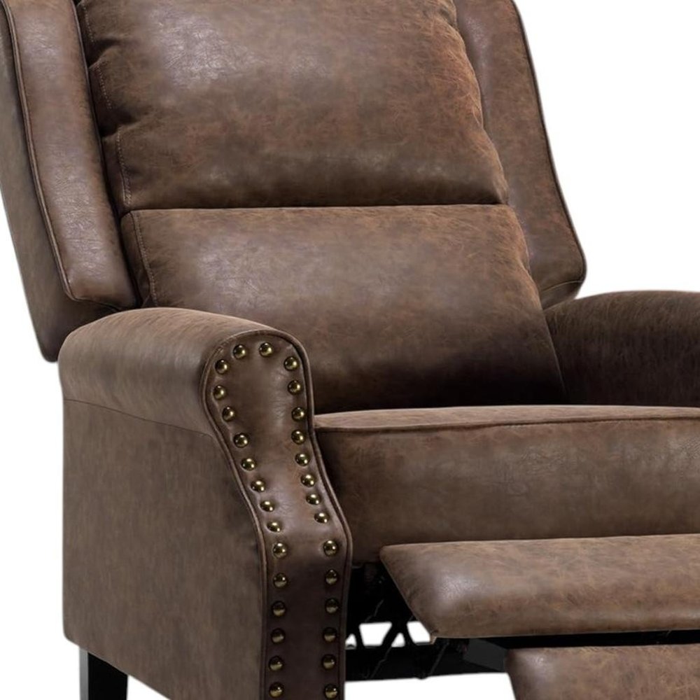 36" Brown Faux Leather Manual Recliner - SKU 718721