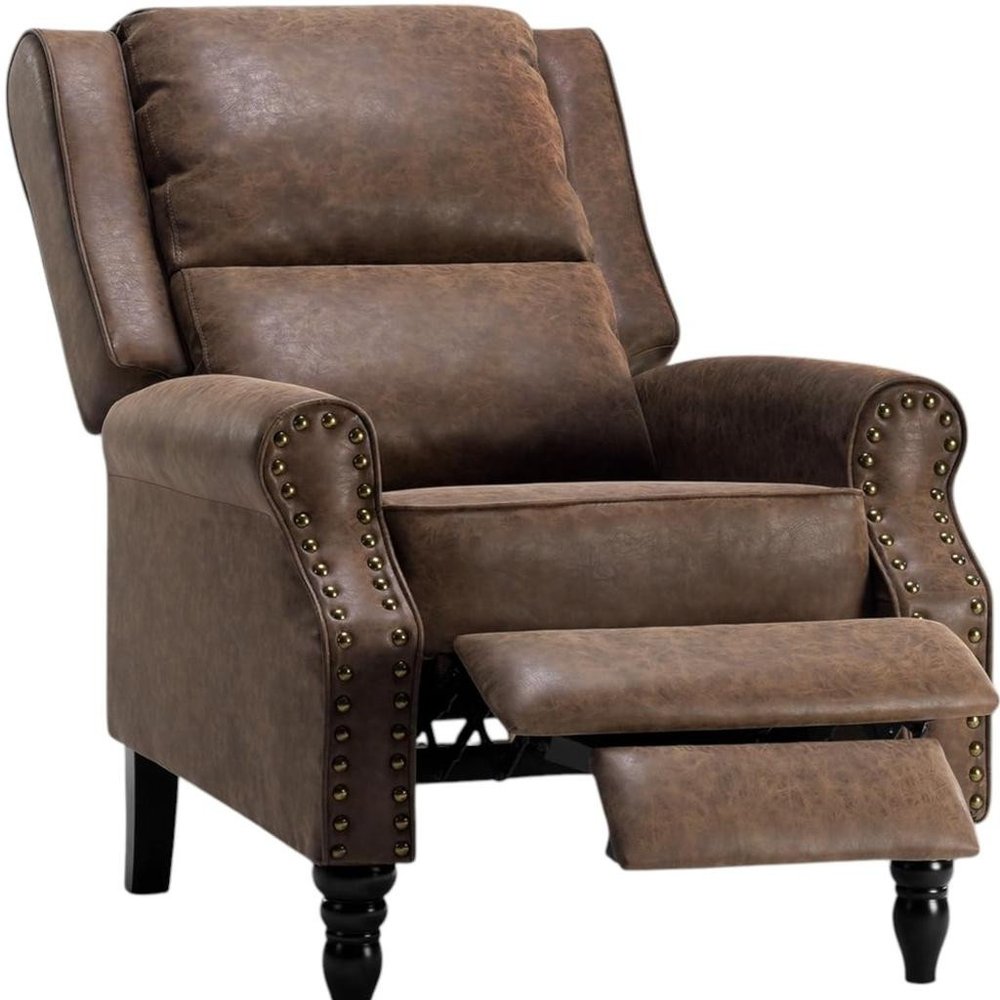 36" Brown Faux Leather Manual Recliner - SKU 718721